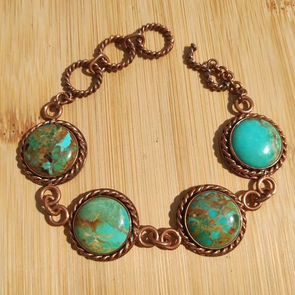 Jay King DTR mine finds copper turquoise toggle bracelet stunning - Picture 5 of 11
